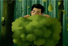 隠れる男性