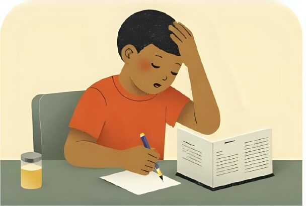 勉強をする少年
